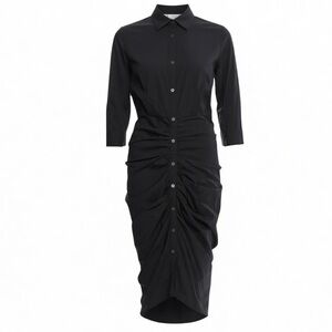 Veronica Beard Classic Black ruched SHIRTDRESS SIZE 4. Worn once excellent